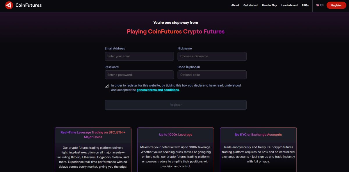 Open crypto futures account options include CoinFutures